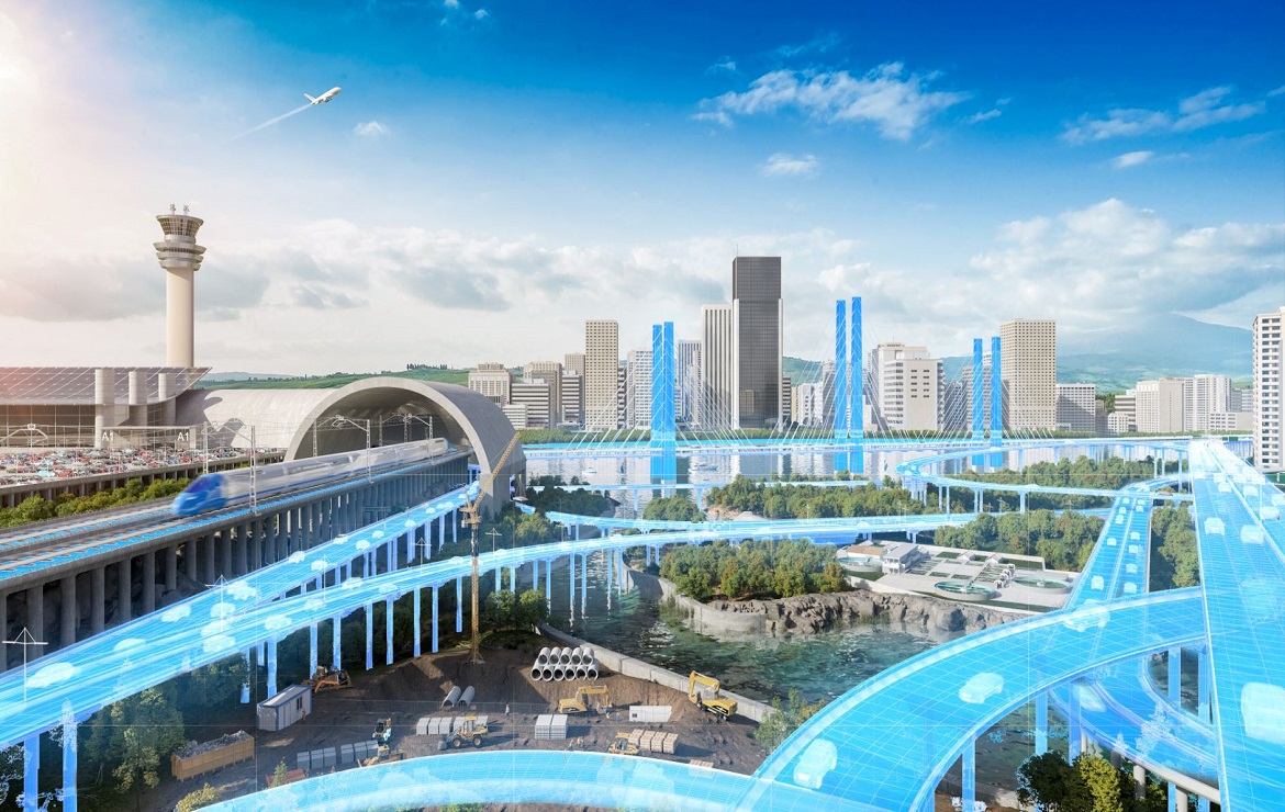 Digital design connected city rendering