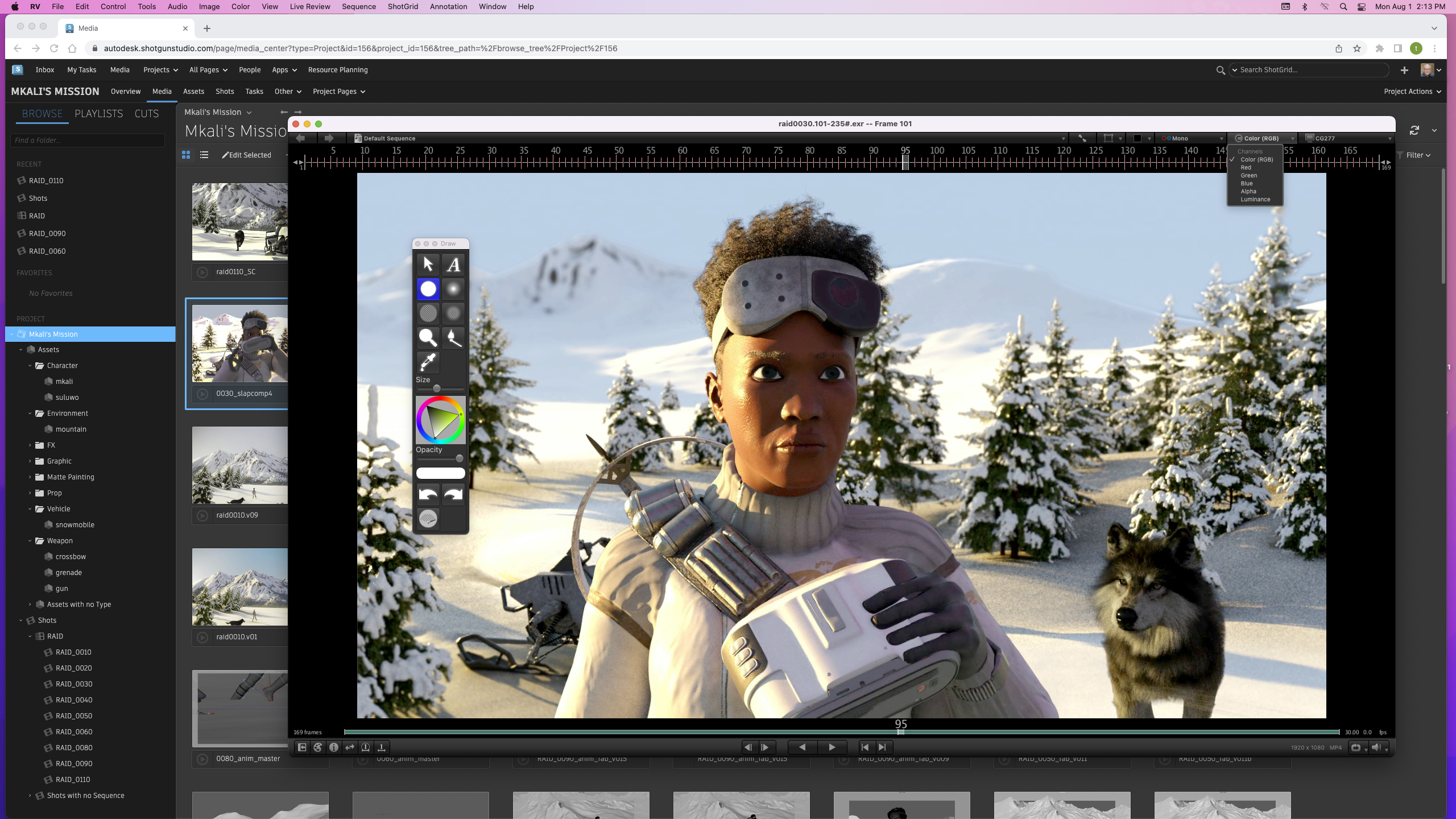 A video game character mocked up